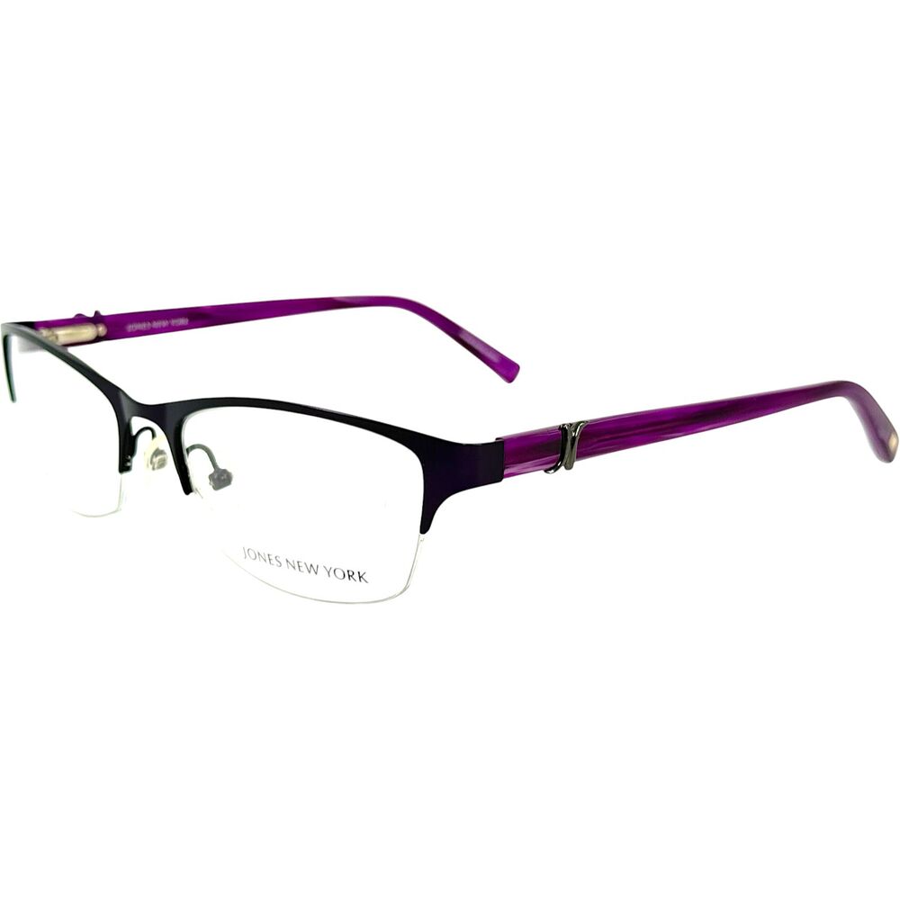 Jones New York J476 Womens Semi Rimless Eyeglass Frame Purple 53-18 Stainless